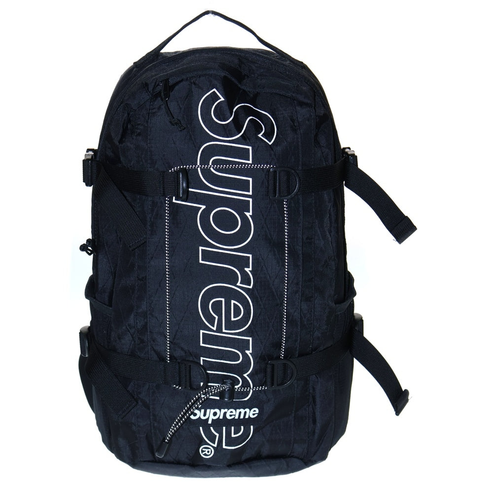 SUPREME(シュプリーム) 18AW Backpack ボックスロゴ ロゴプリント キルティング バックパック リュックサック ブラック