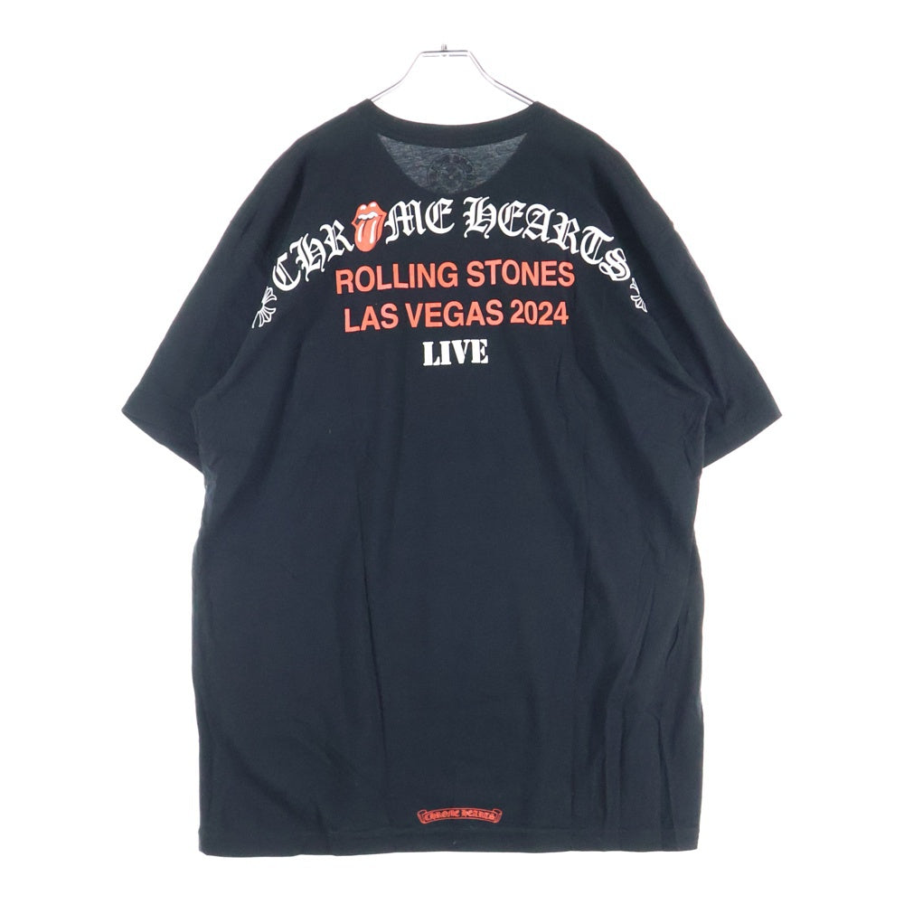 CHROME HEARTS(クロムハーツ) 2024 リップ&タン ローリングストーンズ限定 アーチロゴプリント Tシャツ 半袖カットソー ブラック