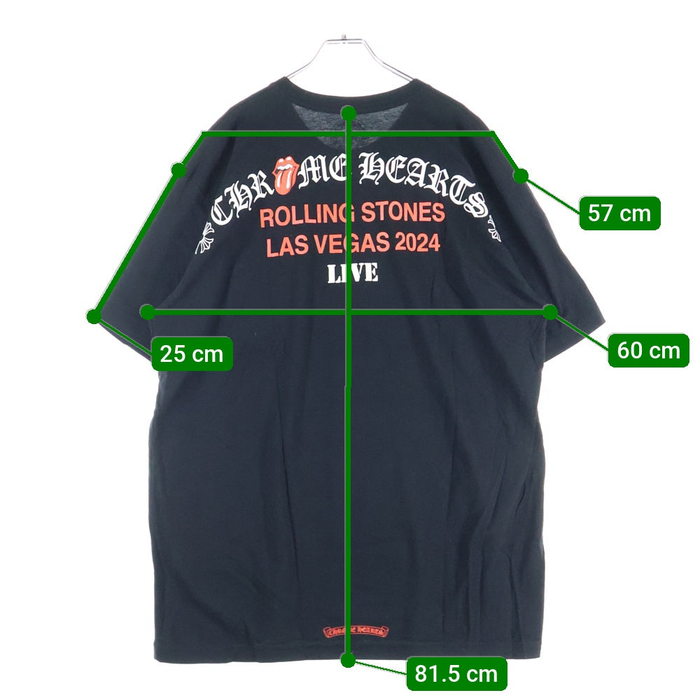 CHROME HEARTS(クロムハーツ) 2024 リップ&タン ローリングストーンズ限定 アーチロゴプリント Tシャツ 半袖カットソー ブラック
