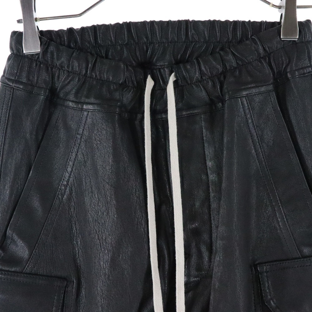 Rick Owens(リックオウエンス) 24AW MASTODON CARGO マストドンカーゴ レザー パンツ ブラック RU02D6396-LSV