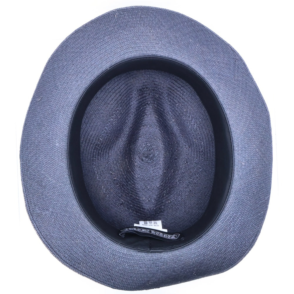 CHROME HEARTS(クロムハーツ) オーバルクロス ガスリンガー レザー ストローハット 帽子 ブラック