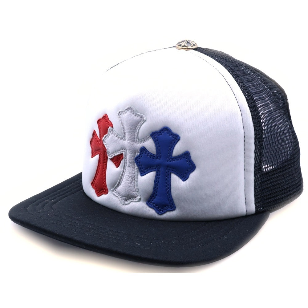 CHROME HEARTS(クロムハーツ) TRUCKER CAP トリコロール セメタリー クロスパッチ トラッカー キャップ 帽子 ブラック/ホワイト/マルチ