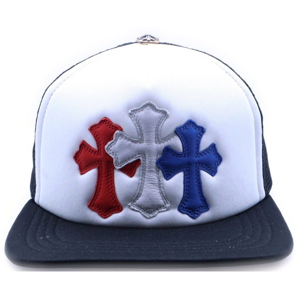 CHROME HEARTS(クロムハーツ) TRUCKER CAP トリコロール セメタリー クロスパッチ トラッカー キャップ 帽子 ブラック/ホワイト/マルチ