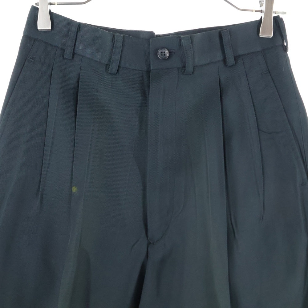 Yohji Yamamoto POUR HOMME(ヨウジヤマモト プールオム) 90s 2タック アセテート ワイド テーパード スラックス ロングパンツ ブラック