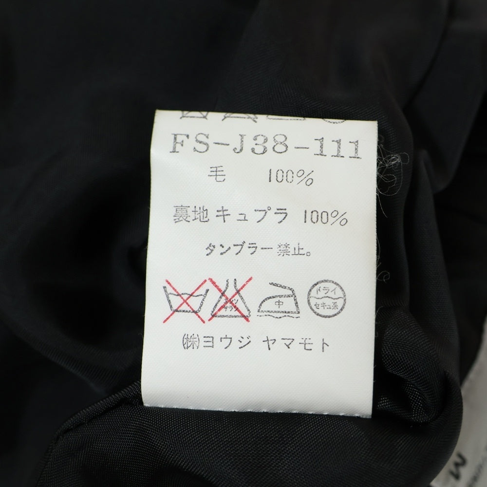 Yohji Yamamoto FEMME(ヨウジヤマモトファム) 92AW ウールギャバジン ダブルブレスレット テーラードジャケット ブラック FS-J38-111