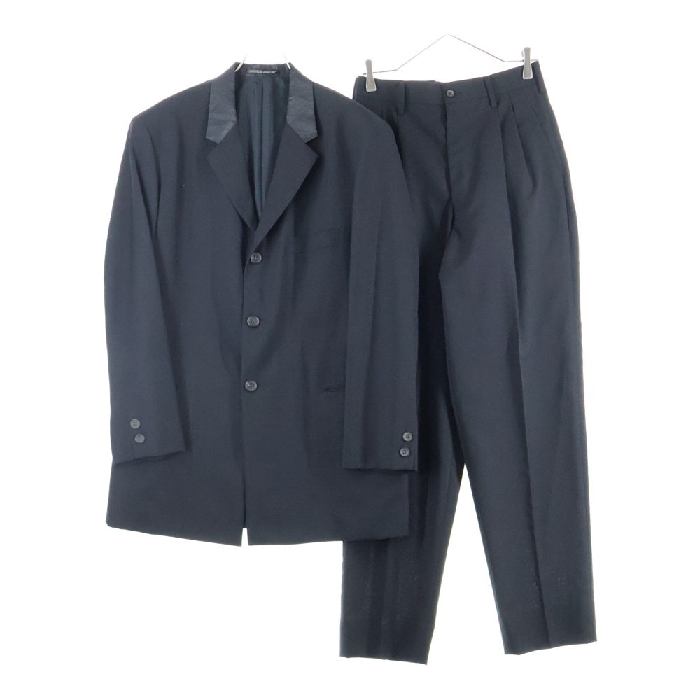 Yohji Yamamoto POUR HOMME(ヨウジヤマモト プールオム) 90s カラーステンレス オーバーサイズ 3B シングルテーラードジャケット/ワイド スラックスロングパンツ セットアップスーツ ブラック