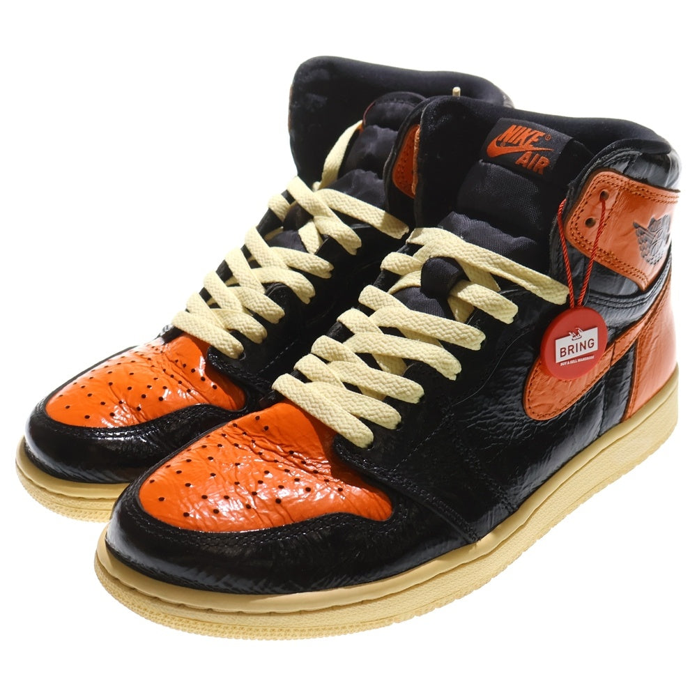 NIKE(ナイキ) AIR JORDAN 1 HIGH SHATTERED BACKBOARD 3.0 エアジョーダン1 シャッタード バックボード3.0 ハイカットスニーカー ブラック/オレンジ US8.5/26.5cm 555088-028