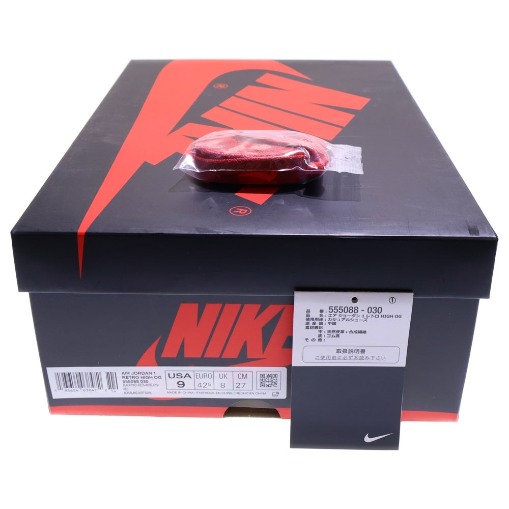 NIKE(ナイキ) AIR JORDAN 1 RETRO HIGH OG PINE GREEN エアジョーダン1 レトロ パイングリーン ハイカットスニーカー ブラック/グリーン US9/27cm 555088-030