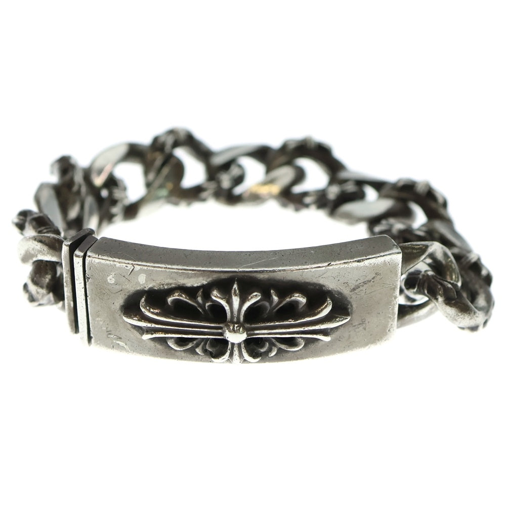 CHROME HEARTS(クロムハーツ) OLD ID FLORAL CRS オールド フローラルクロスIDファンシーリンク ブレスレット 13LINK シルバー