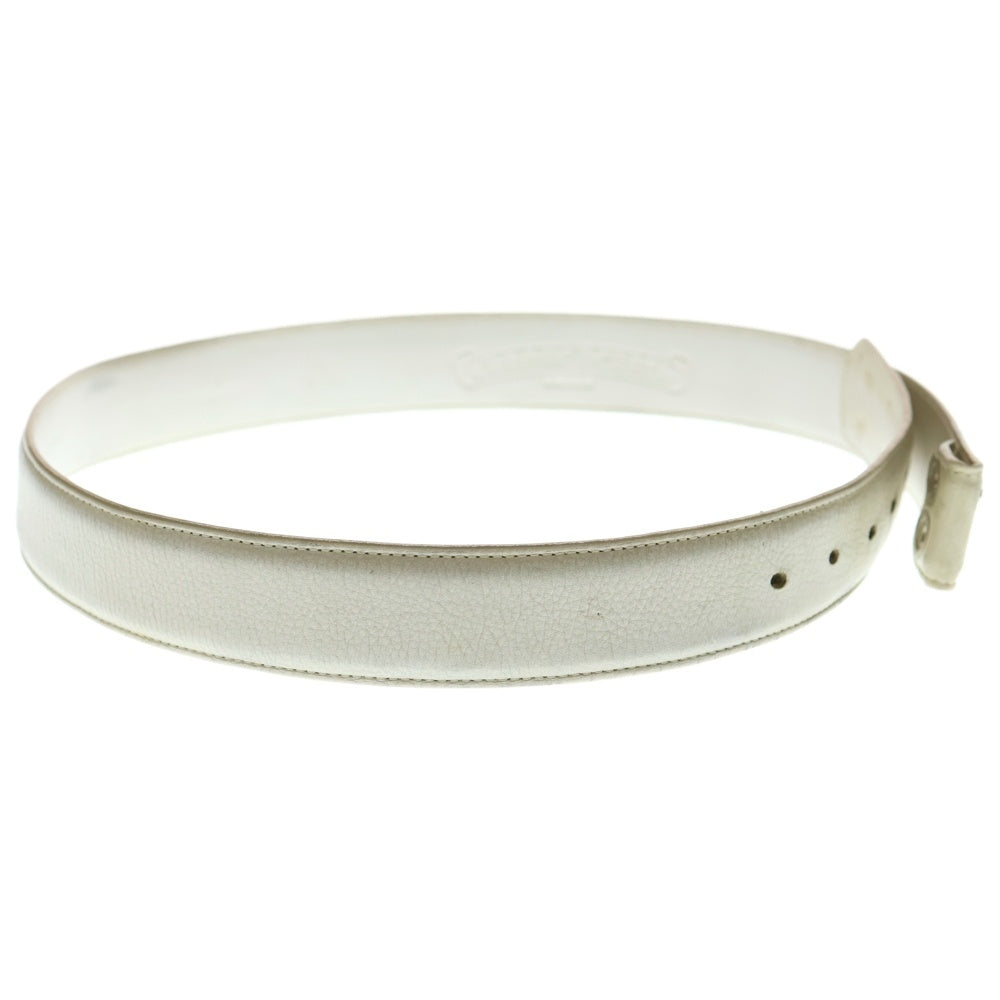 CHROME HEARTS(クロムハーツ) 1.5 STRAP 1.5inchスクロールレーベルリベッツ レザーベルト ホワイト