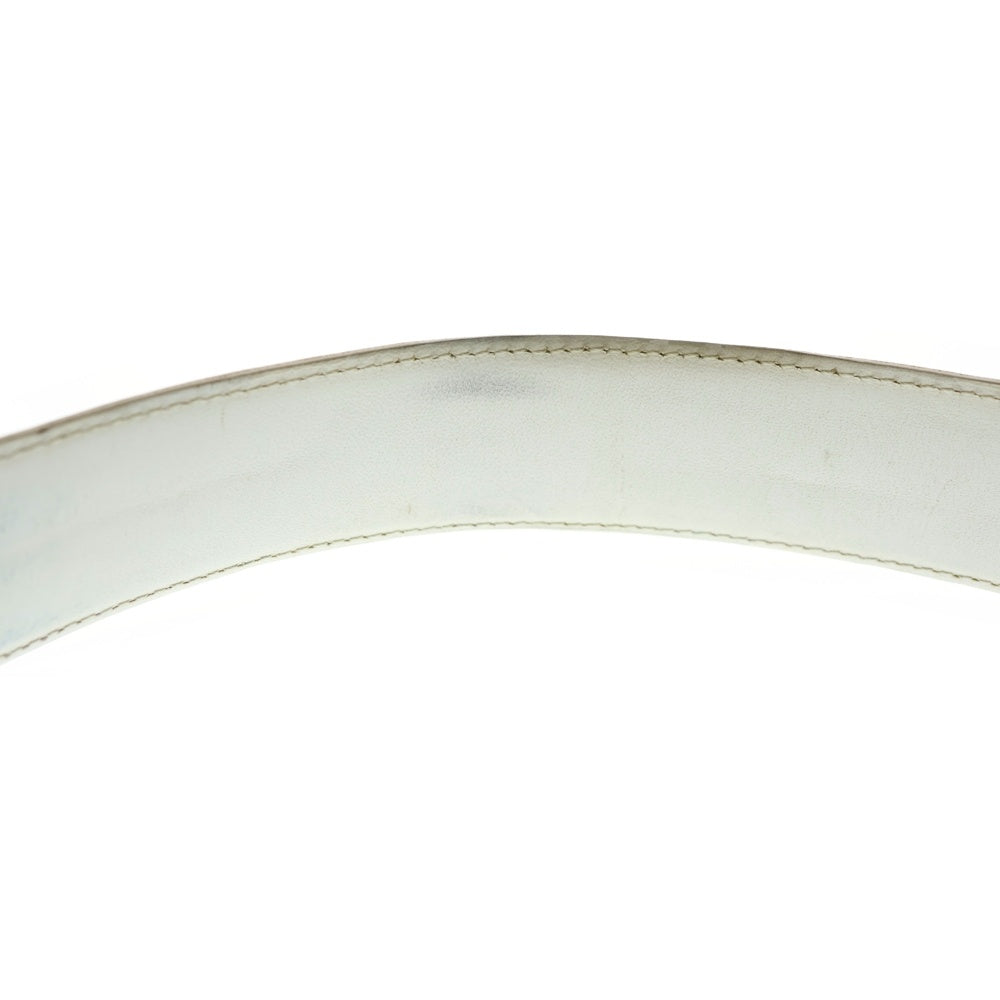 CHROME HEARTS(クロムハーツ) 1.5 STRAP 1.5inchスクロールレーベルリベッツ レザーベルト ホワイト