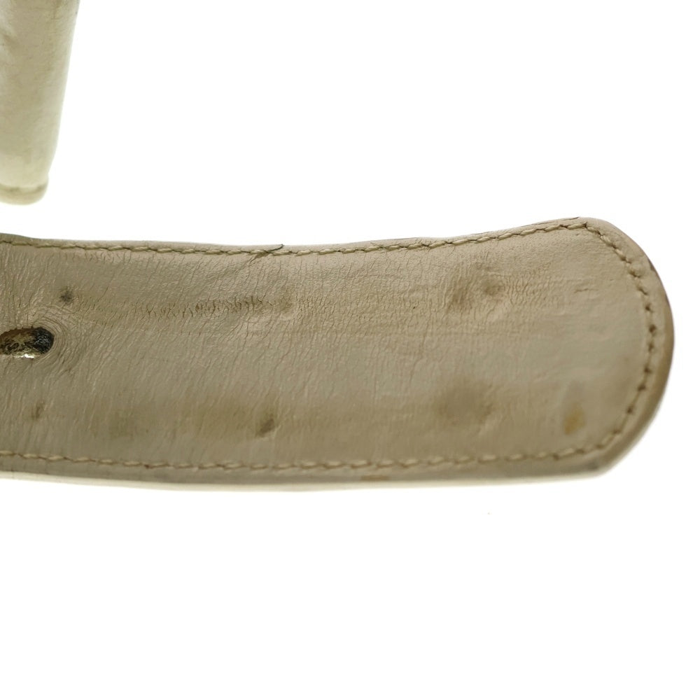 CHROME HEARTS(クロムハーツ) 1.5 STRAP 1.5inchスクロールレーベルリベッツ レザーベルト ホワイト