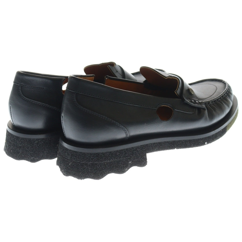 OFF-WHITE(オフホワイト) Sponge Meteor Loafers スポンジソール レザー コインローファー ブラック OMIF012S22LEA0011063