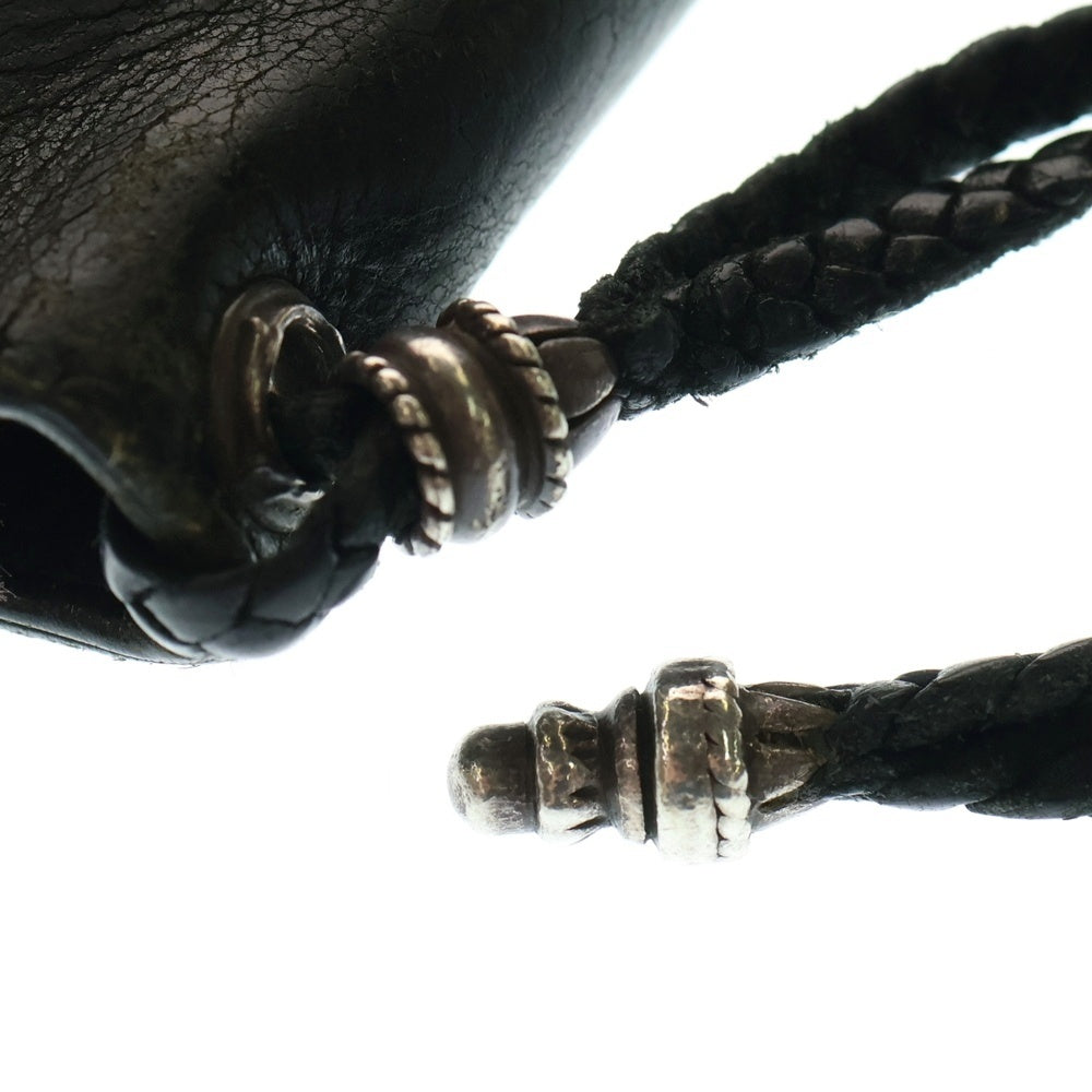 CHROME HEARTS(クロムハーツ) 2ZIP 2ジップ クロスボールボタン レザーウォレット 2つ折り財布 ブラック/シルバー