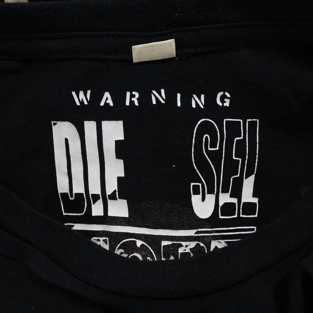 DIESEL(ディーゼル) 両面ビッグ プリント クルーネック 半袖Tシャツ カットソー ブラック
