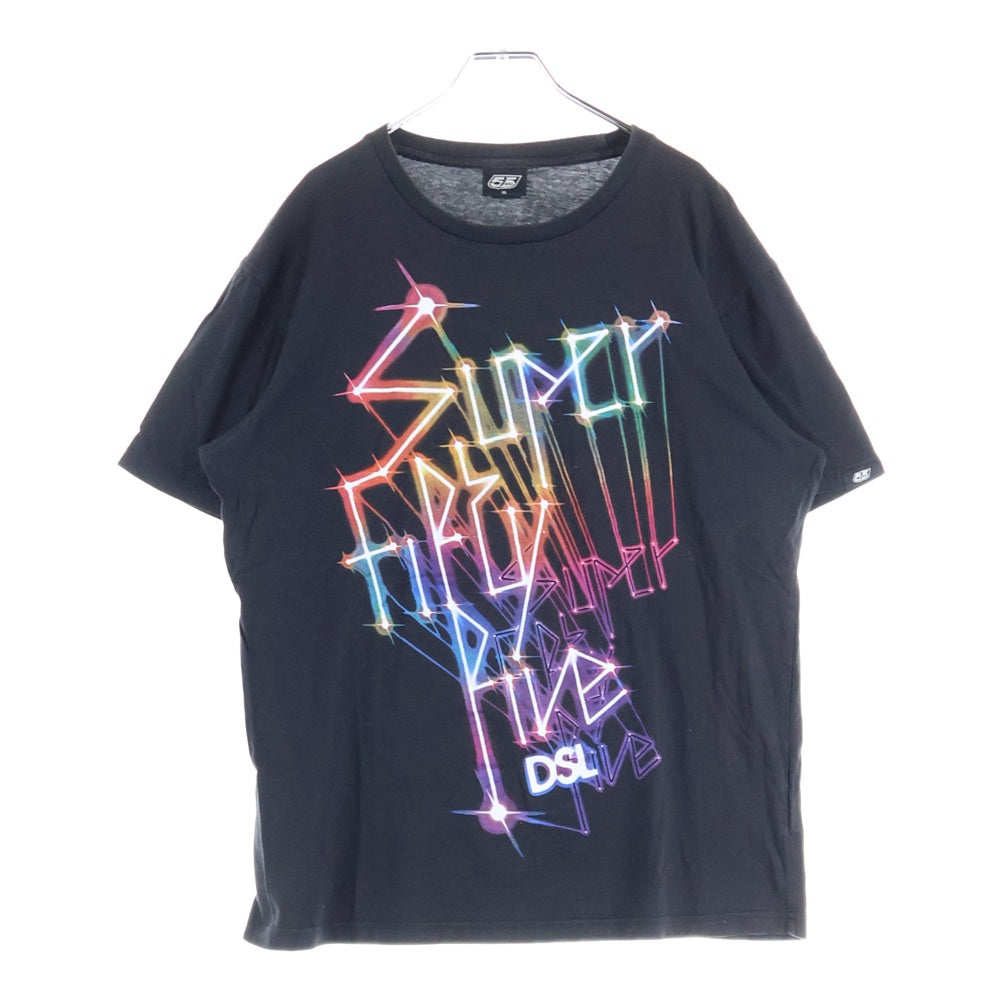 55DSL(フィフティファイブディーゼル) レインボーロゴプリント クルーネック 半袖Tシャツ カットソー ブラック