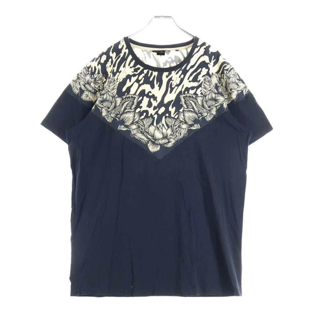 55DSL(フィフティファイブディーゼル) パッチワーク クルーネック半袖Tカットソー ホワイト/ブラック