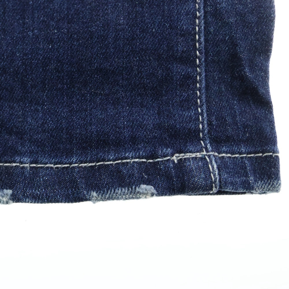 DIESEL(ディーゼル) バックホワイトレザーパッチ ボタンフライ ストレートデニムパンツ インディゴ