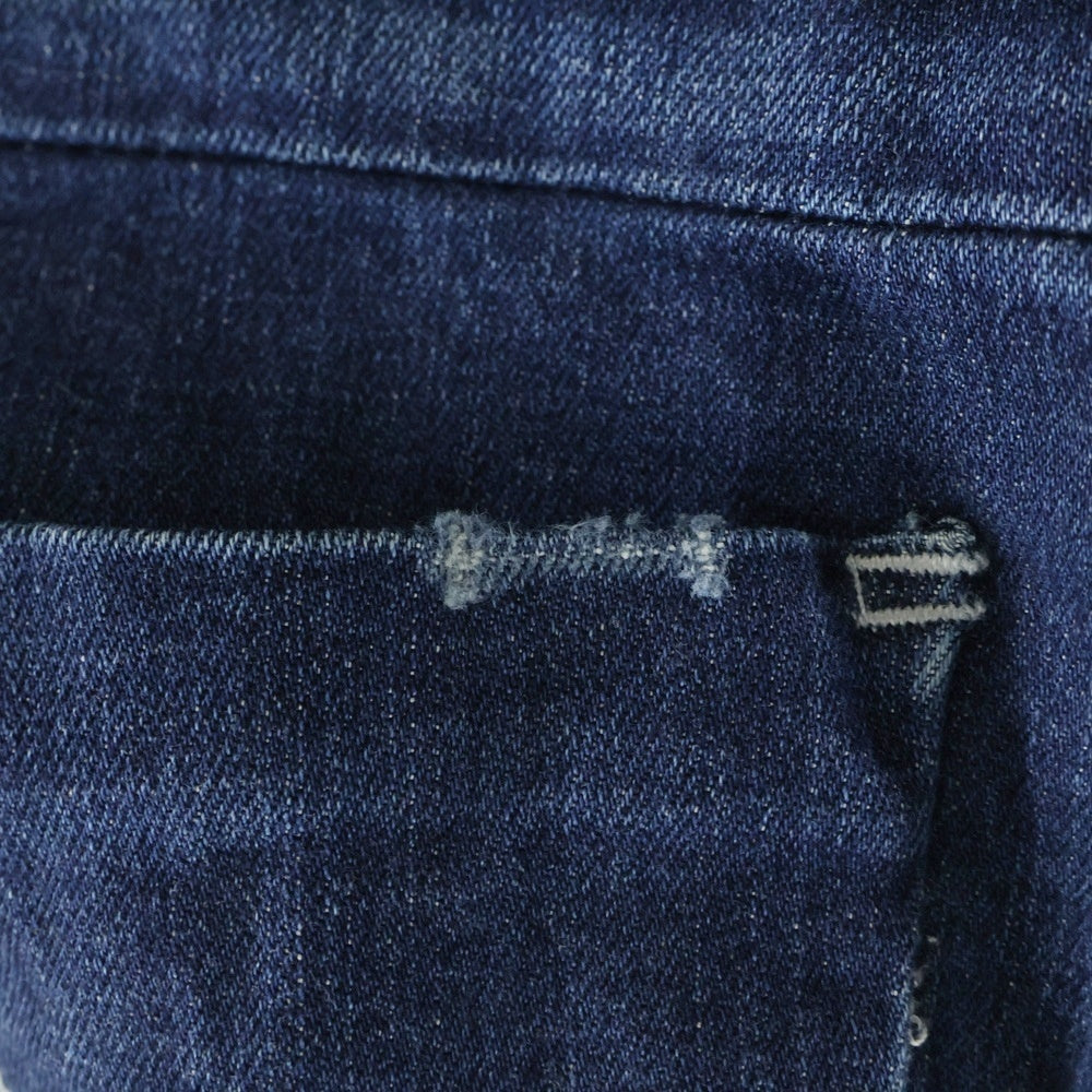 DIESEL(ディーゼル) バックホワイトレザーパッチ ボタンフライ ストレートデニムパンツ インディゴ