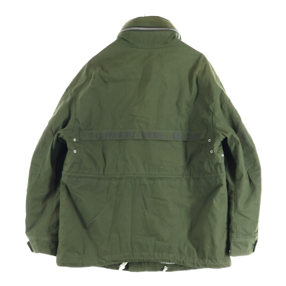 DIESEL(ディーゼル) 多重ジップデザイン モッズコート カーキ