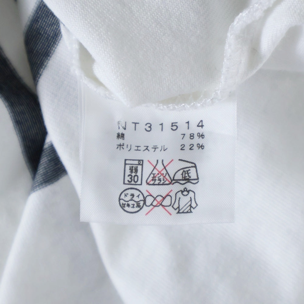 THE NORTH FACE(ザノースフェイス) セオアルファ ボーダー クルーネック 半袖Tシャツカットソー ホワイト