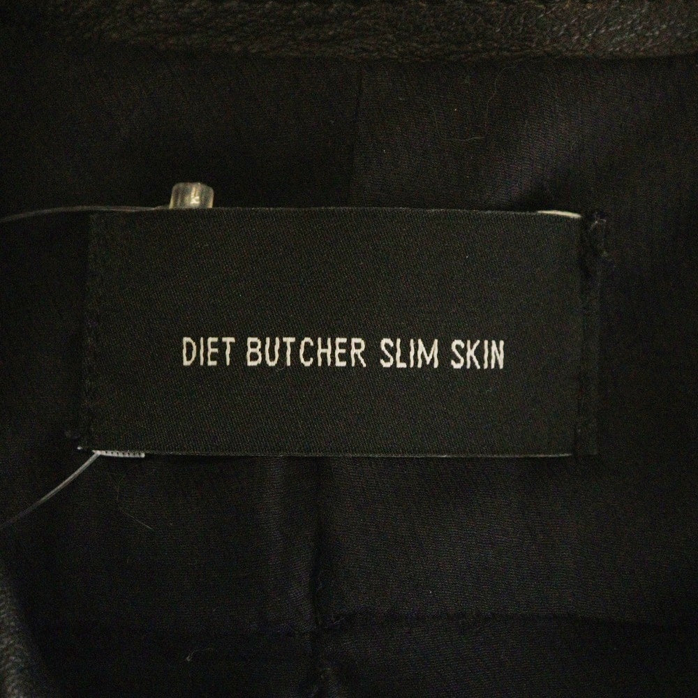 DIET BUTCHER SLIM SKIN(ダイエットブッチャー スリムスキン) 10SS THORN マルチポケット レザー ダブルジップライダースジャケット ブラック