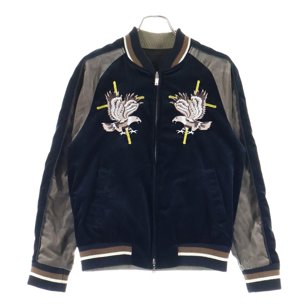 DIET BUTCHER SLIM SKIN(ダイエットブッチャー スリムスキン) イーグル刺繍 コットン リバーシブル スカジャン ブラック