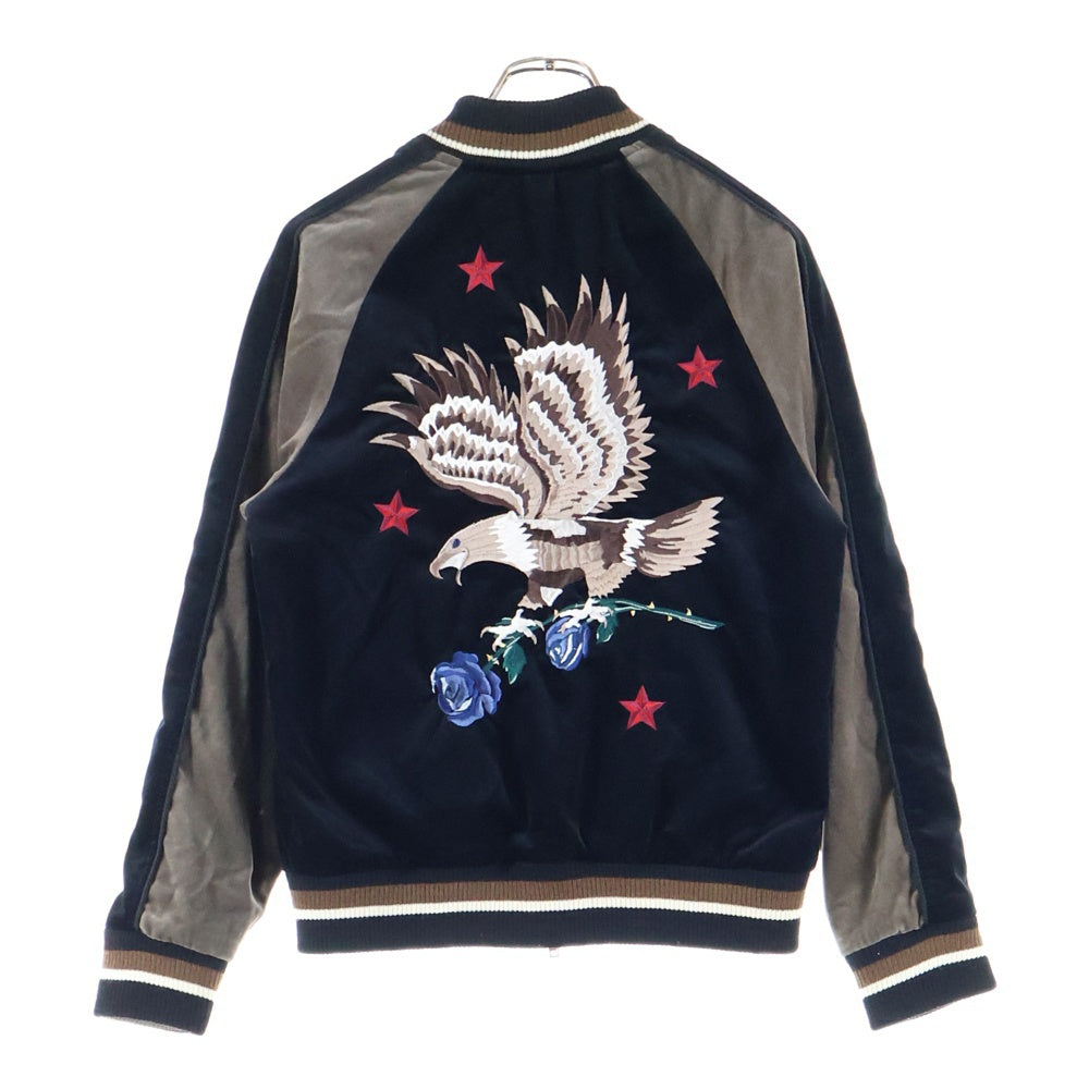 DIET BUTCHER SLIM SKIN(ダイエットブッチャー スリムスキン) イーグル刺繍 コットン リバーシブル スカジャン ブラック