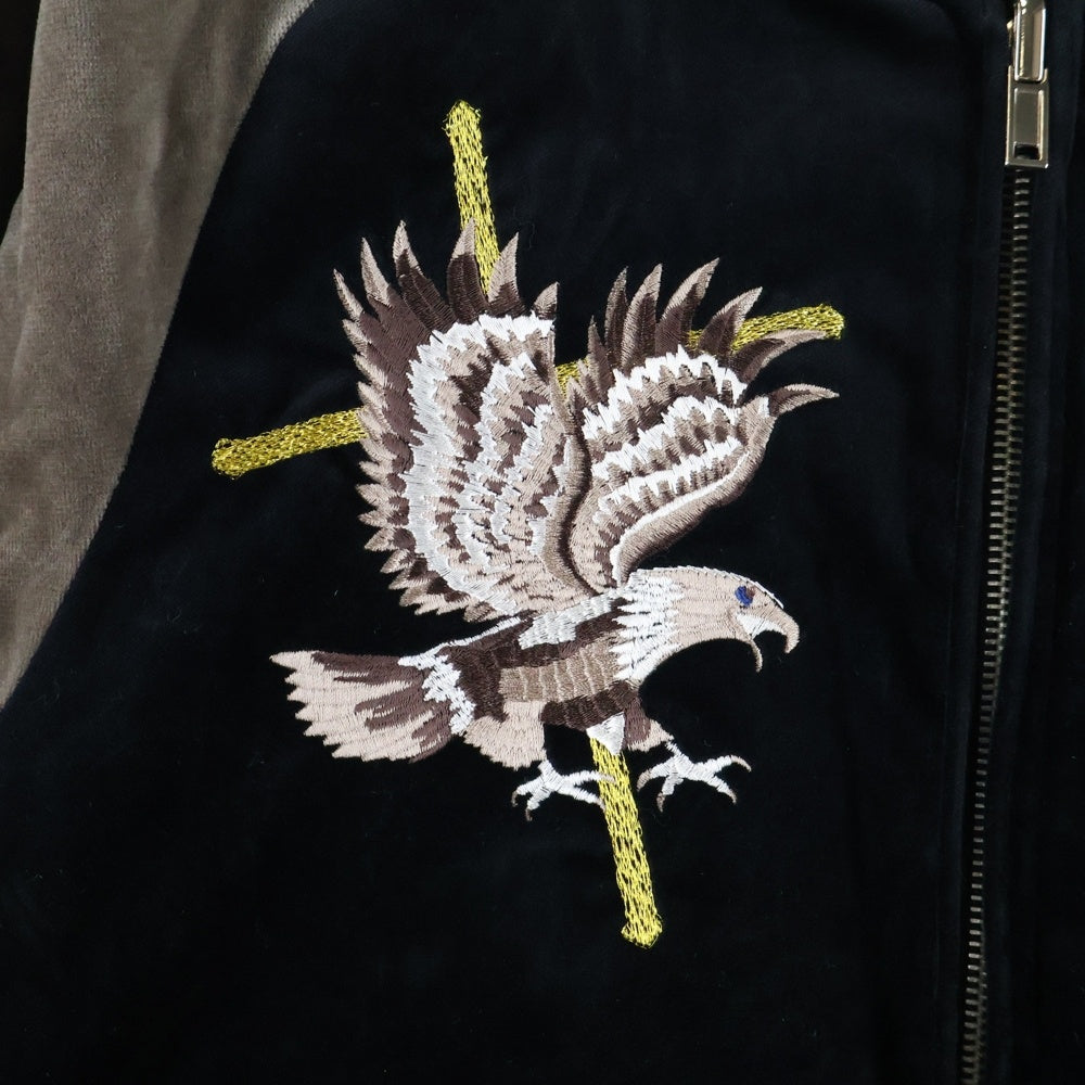 DIET BUTCHER SLIM SKIN(ダイエットブッチャー スリムスキン) イーグル刺繍 コットン リバーシブル スカジャン ブラック