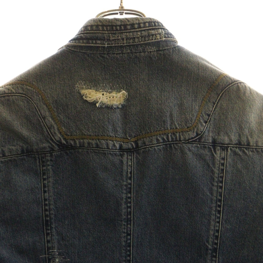 DIESEL BLACK GOLD(ディーゼルブラックゴールド) JILIDEN 2B ダメージリペア加工 デニムテーラード ジャケット インディゴ