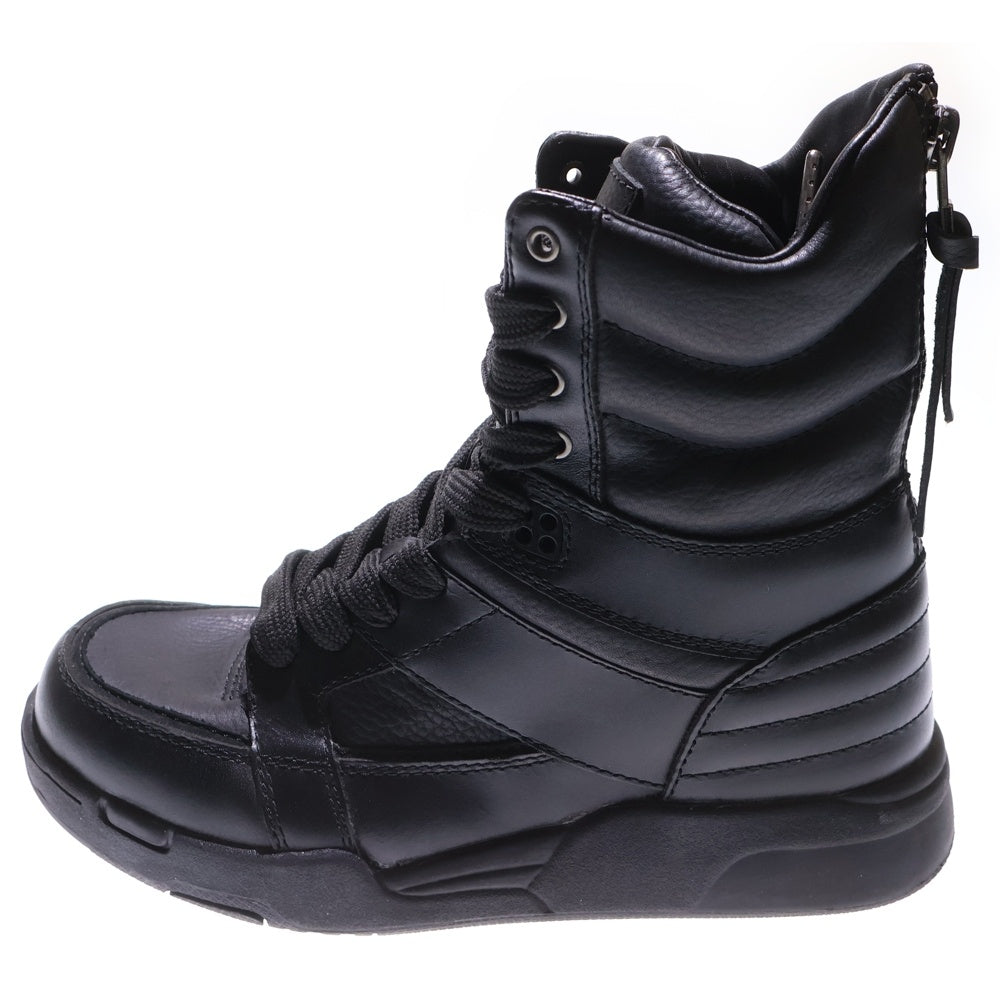 DIET BUTCHER SLIM SKIN(ダイエットブッチャー スリムスキン) バックジップ レザーハイカットスニーカー ブラック