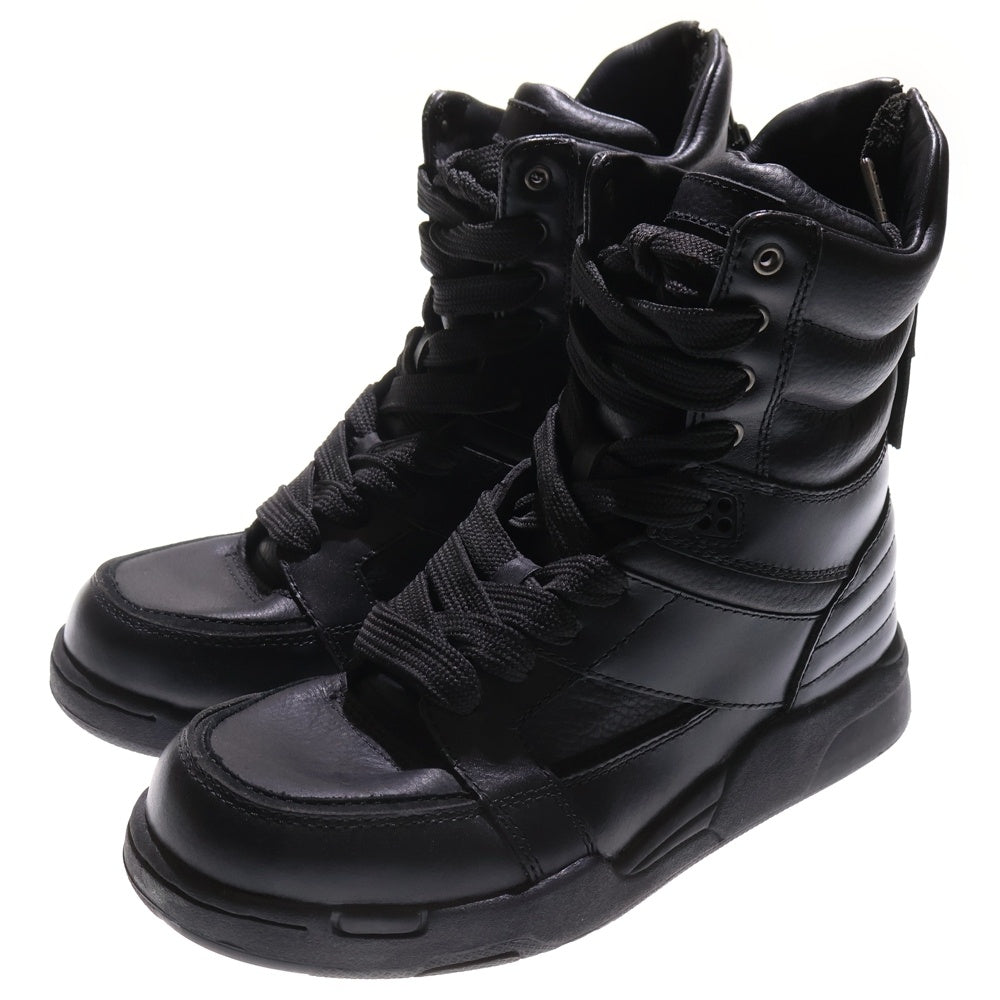 DIET BUTCHER SLIM SKIN(ダイエットブッチャー スリムスキン) バックジップ レザーハイカットスニーカー ブラック