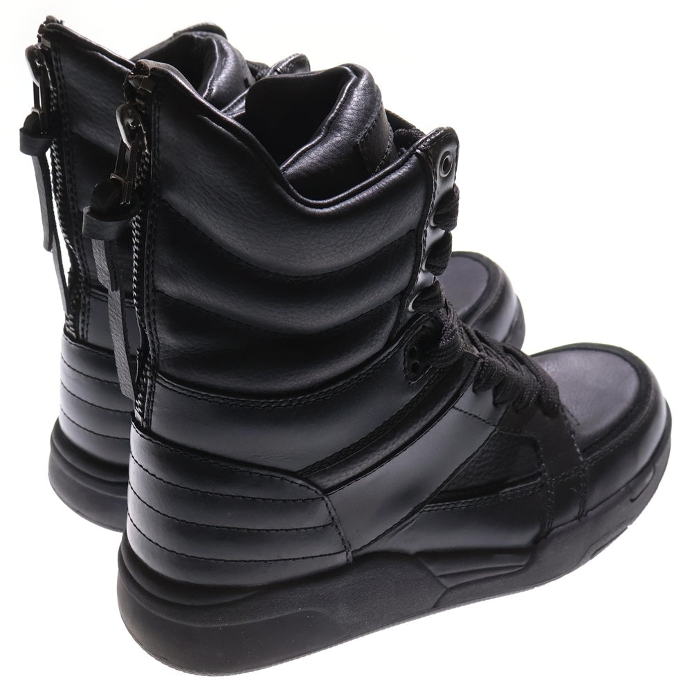 DIET BUTCHER SLIM SKIN(ダイエットブッチャー スリムスキン) バックジップ レザーハイカットスニーカー ブラック