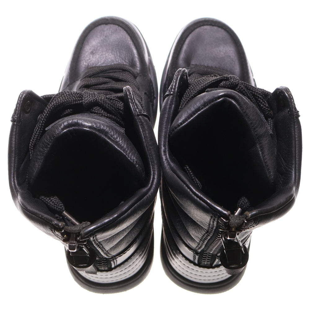 DIET BUTCHER SLIM SKIN(ダイエットブッチャー スリムスキン) バックジップ レザーハイカットスニーカー ブラック