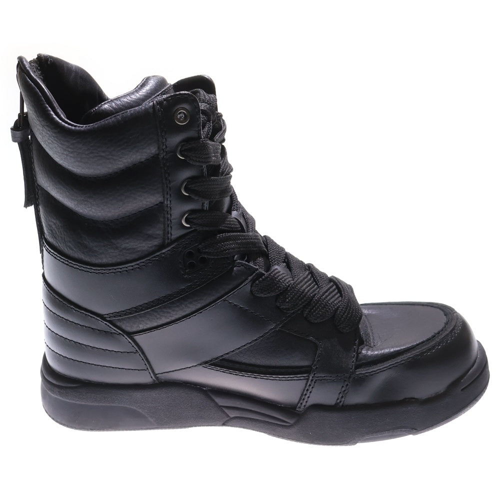 DIET BUTCHER SLIM SKIN(ダイエットブッチャー スリムスキン) バックジップ レザーハイカットスニーカー ブラック