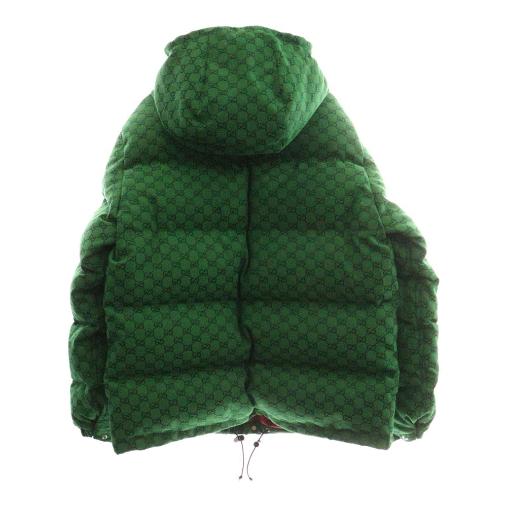 GUCCI(グッチ) 22SS ×THE NORTH FACE ノースフェイス GGキャンバス フロントロゴ フーデッド ボンバーダウンジャケット グリーン 670766
