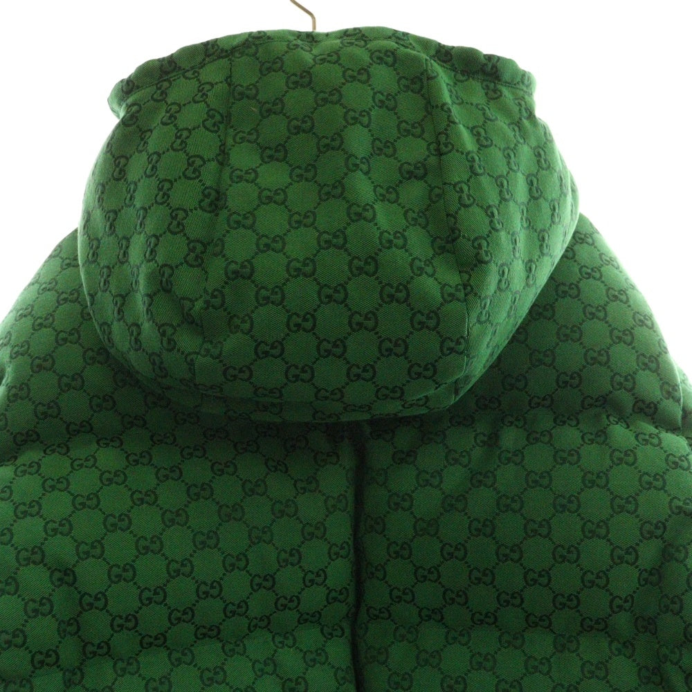 GUCCI(グッチ) 22SS ×THE NORTH FACE ノースフェイス GGキャンバス フロントロゴ フーデッド ボンバーダウンジャケット グリーン 670766