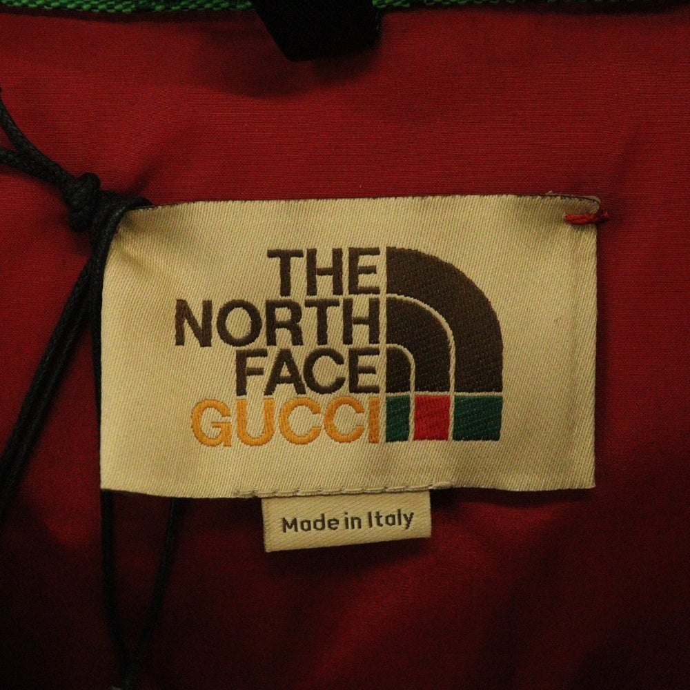 GUCCI(グッチ) 22SS ×THE NORTH FACE ノースフェイス GGキャンバス フロントロゴ フーデッド ボンバーダウンジャケット グリーン 670766