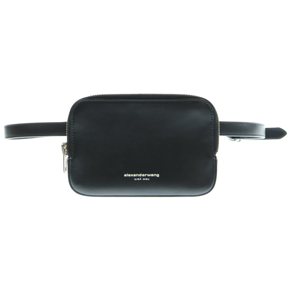 ALEXANDER WANG(アレキサンダーワン) ロゴプリント レザー スクエア クロスボディ バッグ ブラック