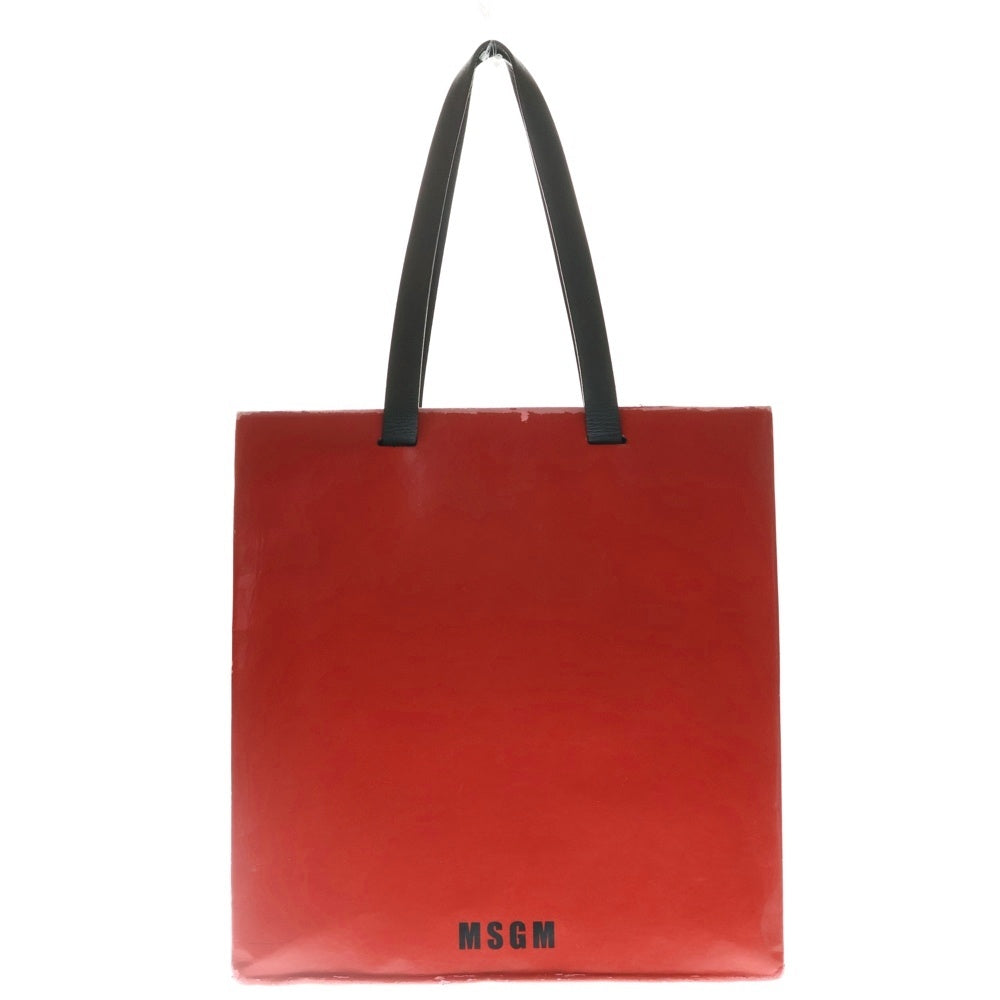 MSGM(エムエスジーエム) ロゴプリント スクエア トートバッグ レッド