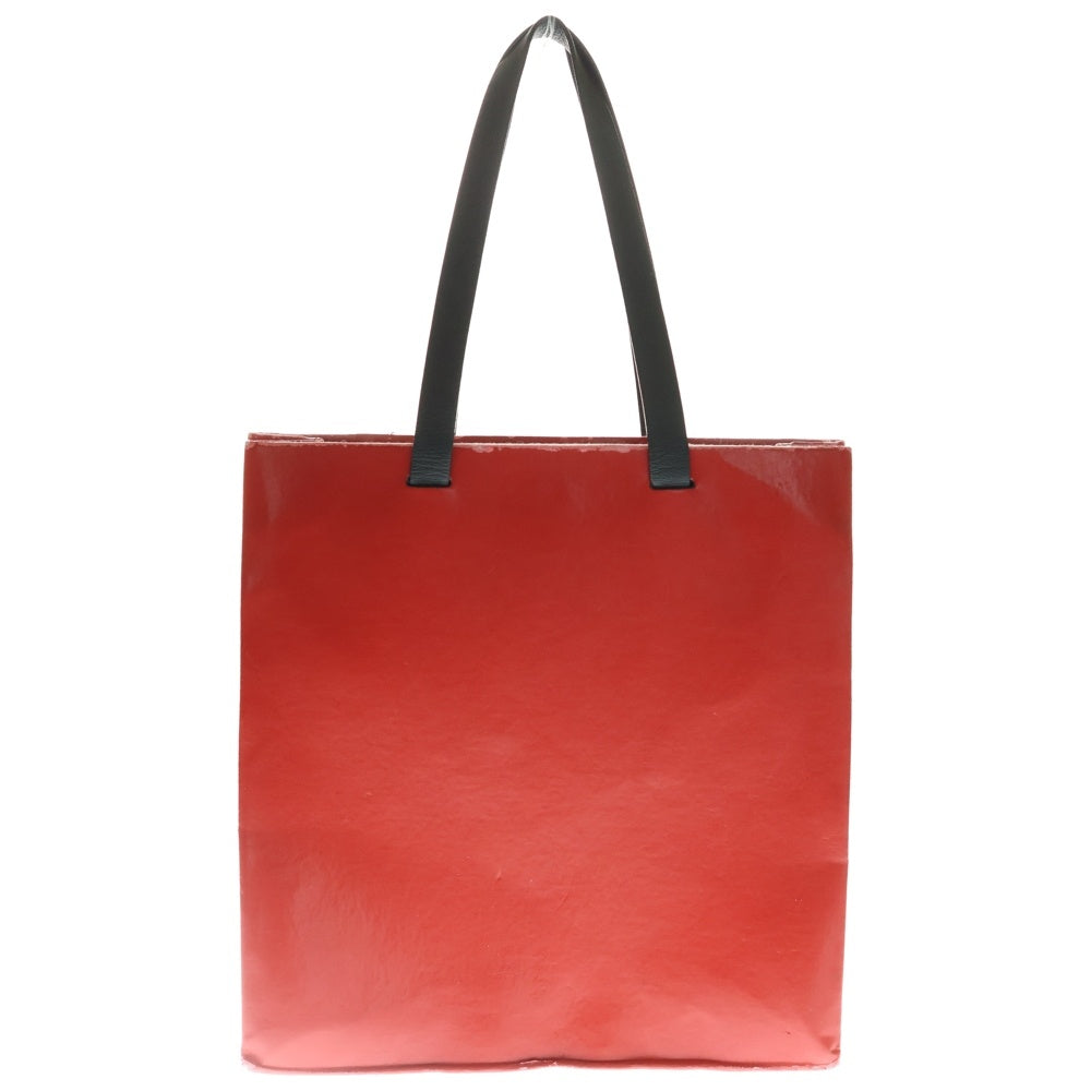 MSGM(エムエスジーエム) ロゴプリント スクエア トートバッグ レッド