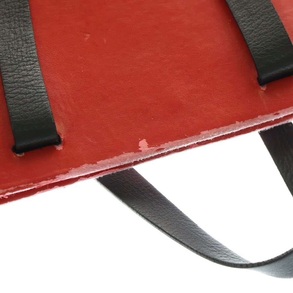 MSGM(エムエスジーエム) ロゴプリント スクエア トートバッグ レッド