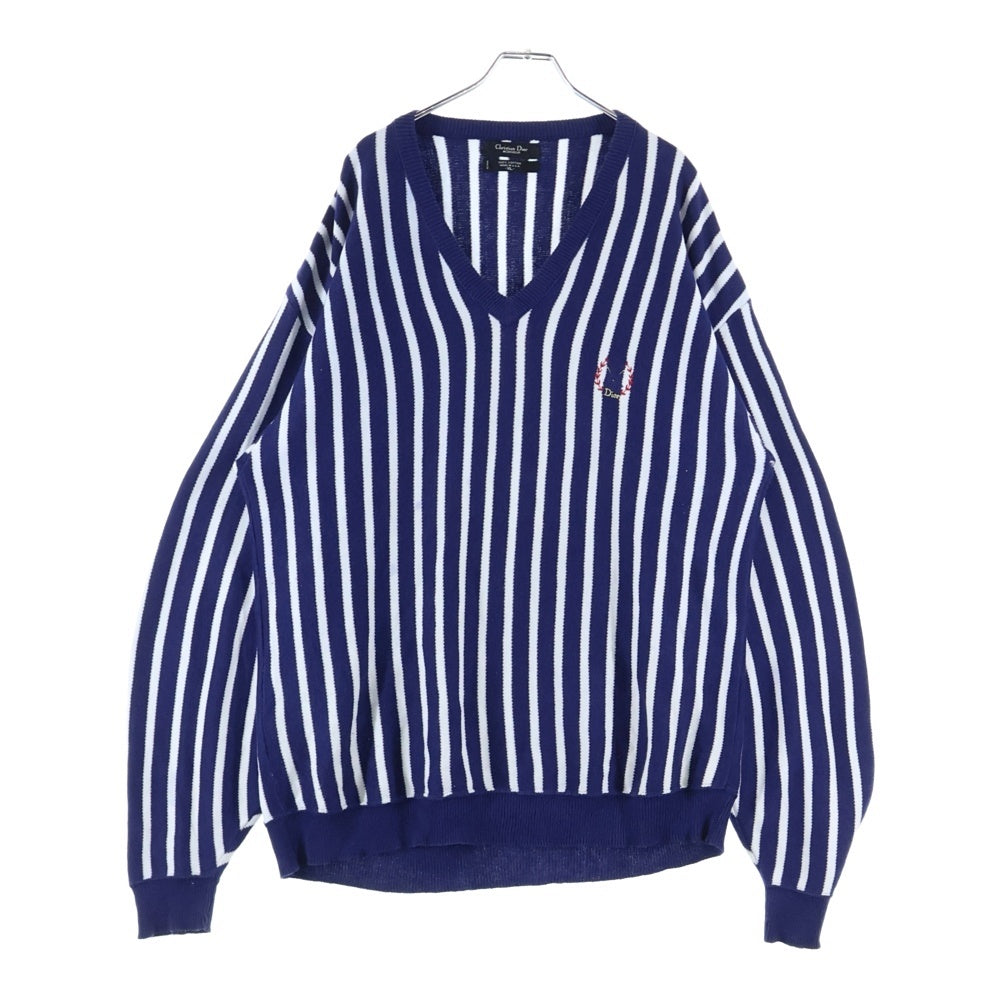 Christian Dior(クリスチャンディオール) Vネック ストライプ ニット 