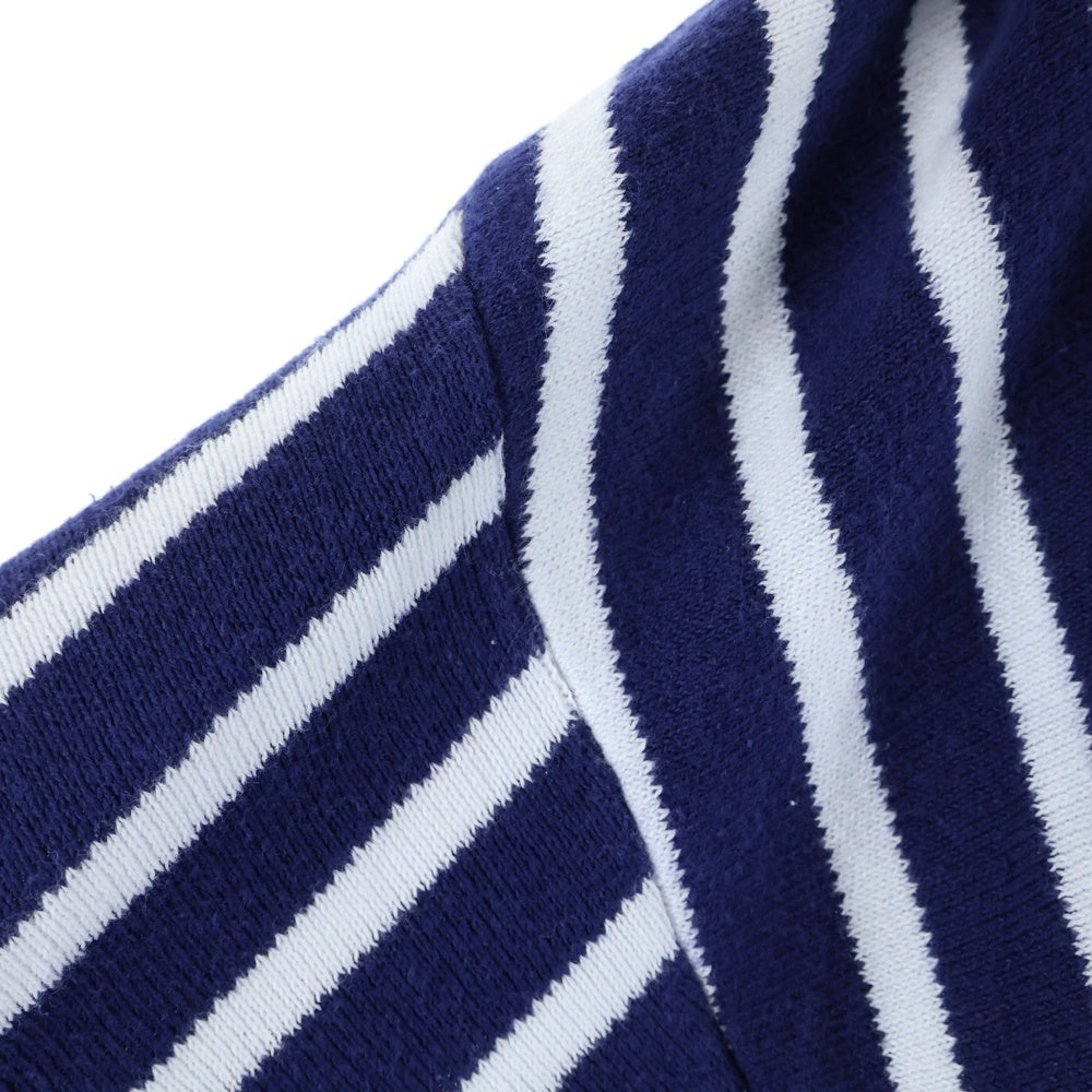 Christian Dior(クリスチャンディオール) Vネック ストライプ ニットセーター ブルー/ホワイト