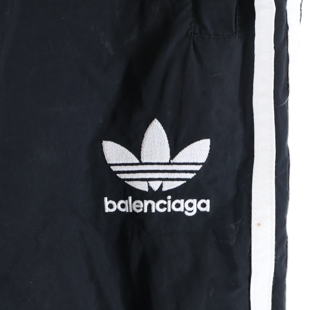 BALENCIAGA(バレンシアガ) 22AW ×adidas BAGGY WIDE TRACK PANT サイドライン バギーワイド ナイロン ロングパンツ ブラック 736051 TNQ25