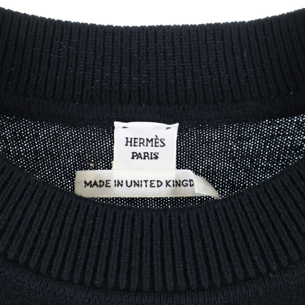 HERMES(エルメス) カシミヤ ロゴ刺繍 クルーネックニットセーター ブラック レディース 4H2604D1-G