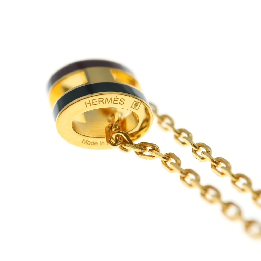 HERMES(エルメス) ポップアッシュ・ミニ ロカバール ネックレス ゴールド/ブラック/ボルドー