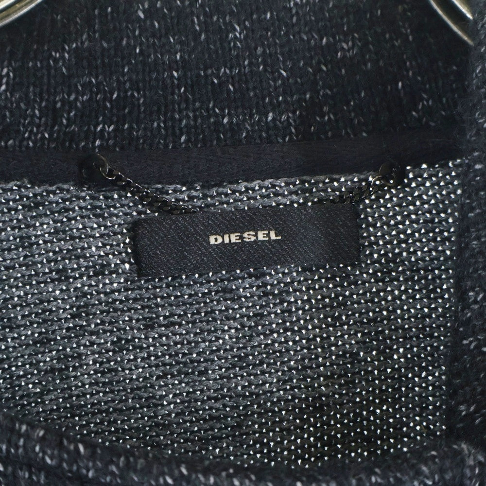 DIESEL(ディーゼル) ライダース デザインニット ジャケット ブラック