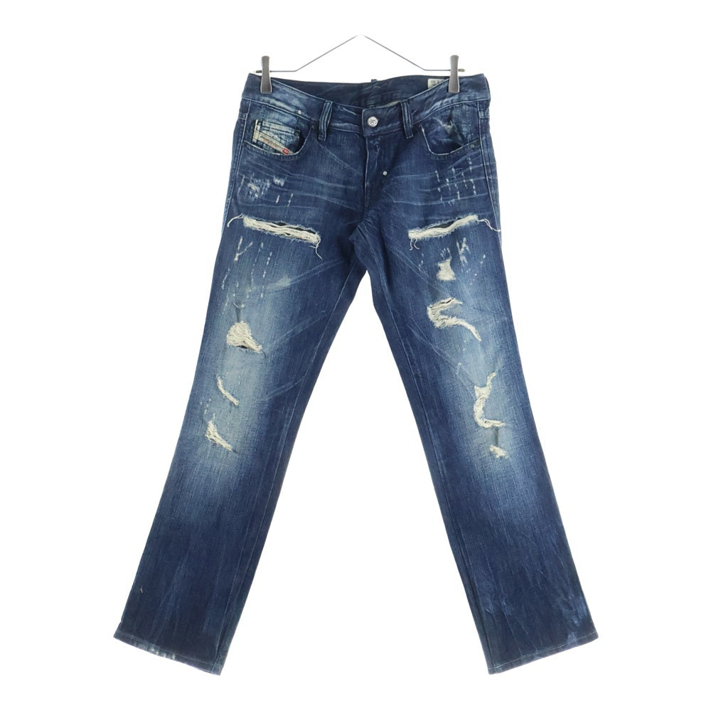 DIESEL(ディーゼル) LHELA ダメージ加工 ジップフライ スキニーデニムパンツ インディゴ