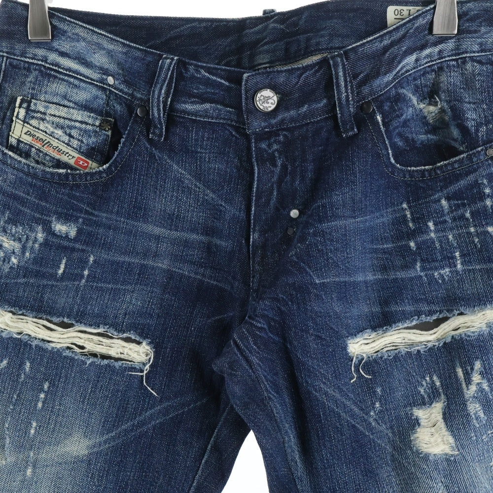 DIESEL(ディーゼル) LHELA ダメージ加工 ジップフライ スキニーデニムパンツ インディゴ